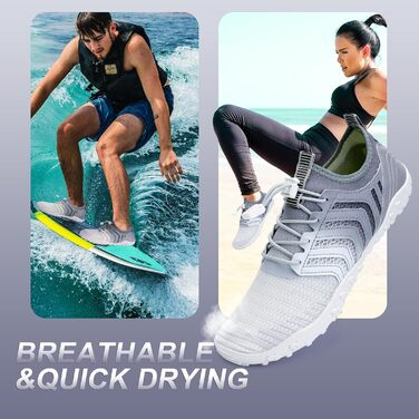 Аквашузи Mabove для плавання та серфінгу, чоловічі та жіночі, швидко сохнуть, 43 EU, сірий та білий