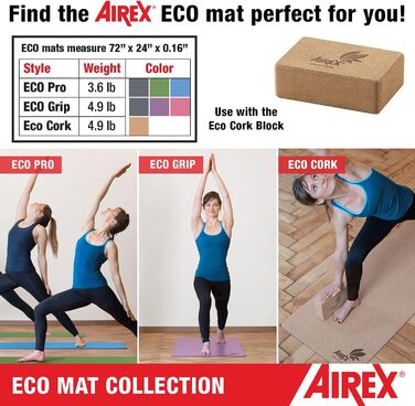 Еко-йога-мат Airex Eco Grip рожевий, нековзкий килимок для йоги