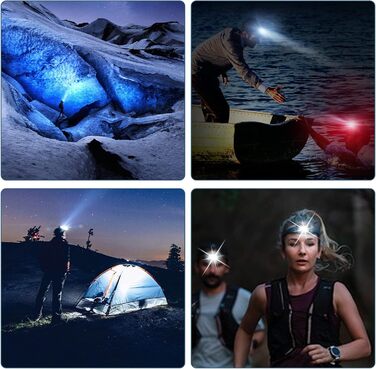 Налобний ліхтар HOSONIC LED з червоним та білим світлом, 2 шт. Водостійкий, 4 режими. Підходить для дітей, дорослих, кемпінгу, бігу, риболовлі.