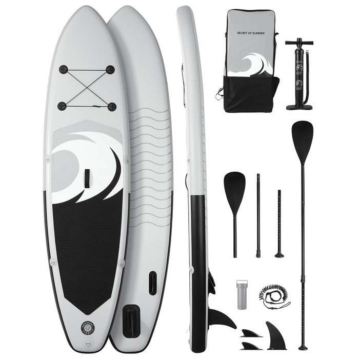 Надувне SUP дошка BODIOO для веслування, йоги, риболовлі. Комплект з аксесуарами: насос, весло, лінія, рюкзак. Підходить для дорослих, молоді та дітей. Білий колір.