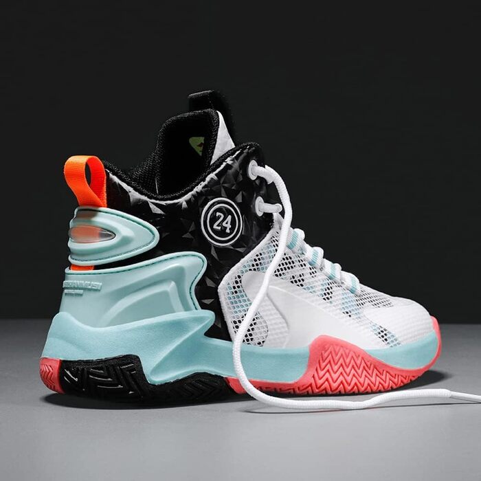 Дитячі баскетбольні кросівки Kinder High-Top з амортизацією, легкі, антиковзкі, дихаючі, унісекс, 38 EU, білі/чорні