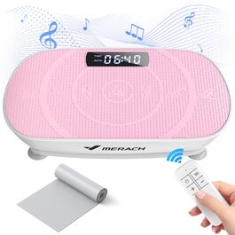 Віброплатформа MERACH для тренувань всього тіла, рожева. З Bluetooth-динаміком, автоматичне регулювання швидкості, для м'язового тренування та формування
