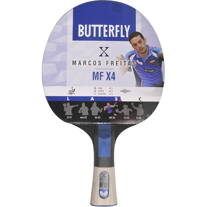 Професійна ракетка для настільного тенісу Butterfly Marcos Freitas Mfx4, чорна/червона, для дорослих