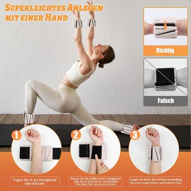 Набір обтяжувачів для ніг та рук BECOJADDE (0.45kg/0.9kg) - 2 шт. Регульовані манжети для занять фітнесом, йогою, пілатесом, ходьбою, бігом. Підходять для жінок та чоловіків. Колір: бежевий. Вага пари: 1.8 кг