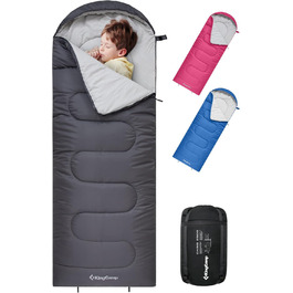 Спальний мішок для дітей KingCamp - легкий, теплий, 3-4 сезони, для кемпінгу та піших прогулянок (сірий, L)