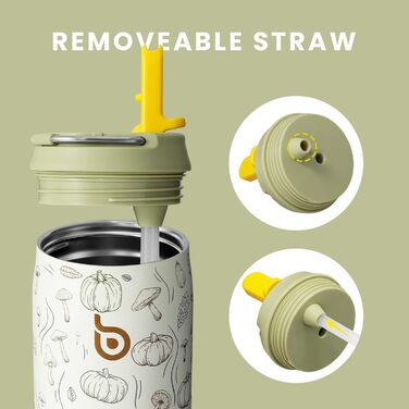 Термос пляшка bottlebottle 946 мл з трубочкою, нержавіюча сталь, подвійні стінки, для спорту, подорожей, BPA-free, гарбузовий колір