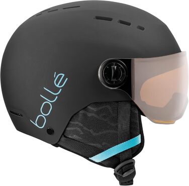 Дитячий лижний шолом Bollé Quiz Visor з візором, матовий чорний/синьо-оранжевий, розмір S