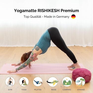Преміум йога-мат Bodhi Rishikesh 80 XL для йоги та пілатесу, антиковзкий, без шкідливих речовин, сертифікат OEKO-TEX 100, виготовлений у Німеччині, синій