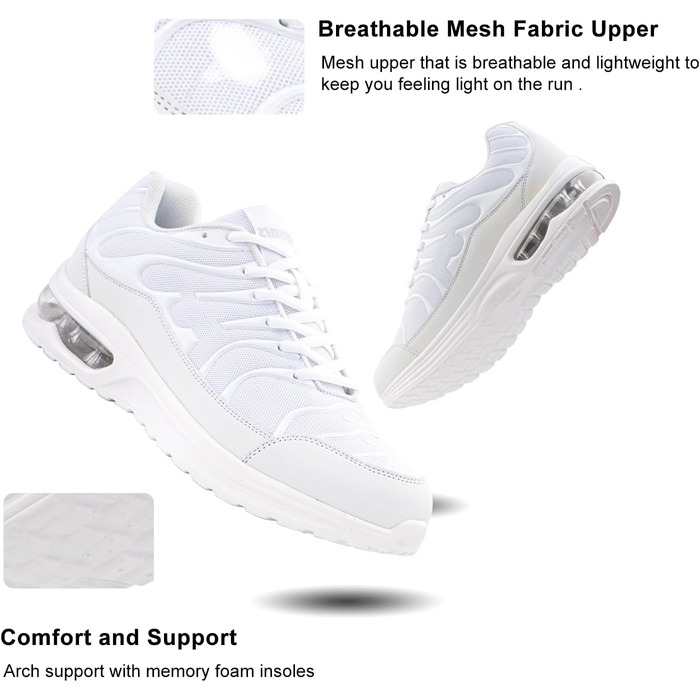 Кросівки Hitmars для бігу та занять спортом: чоловічі та жіночі, білі та чорні, розміри EU 36-48