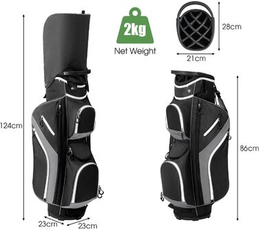 Сумка для гольфу LIFEZEAL Stand Bag сірого кольору з 14 відділеннями, підставка, ремінь, тримач для напоїв, 9 кишень, кишеня-холодильник, тримач для парасольки