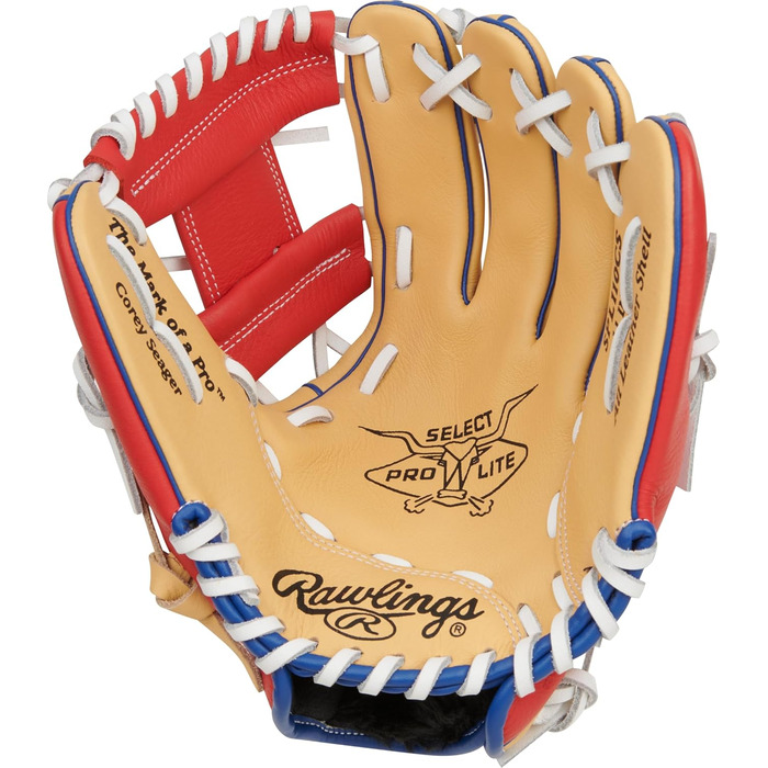 Рукавиця бейсбольна Rawlings Select Pro Lite Youth (правий рукав) для інфілдерів, розмір 26.7-31.1 см, модель Corey Seager, Pro I Web Camel 11