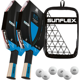 Sunflex Color COMP B35 ракетка для настільного тенісу, ITTF, синя накладка, для досвідчених гравців, вигнута ручка, для тренувань та хобі