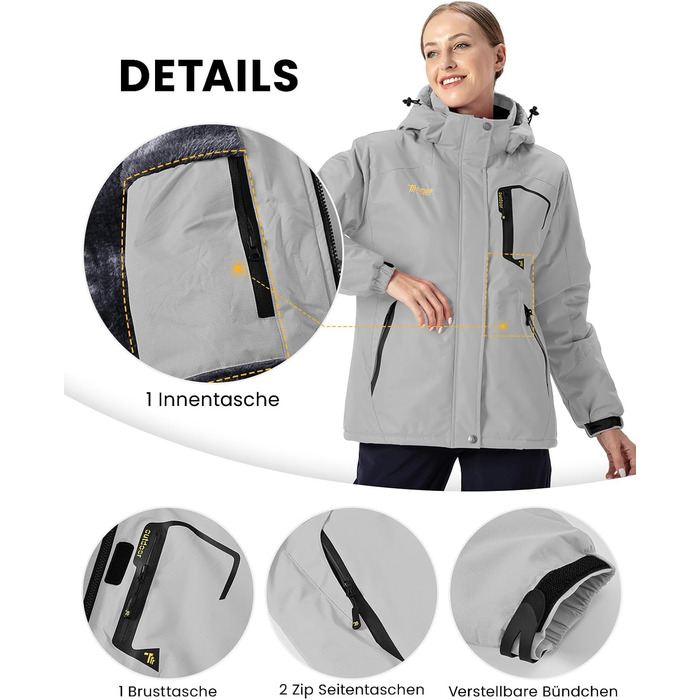 Жіноча куртка: флісова, зимова, водонепроникна, дихаюча, тепла, вітрозахисна, софтшел з капюшоном, для активного відпочинку (S, світло-сіра)