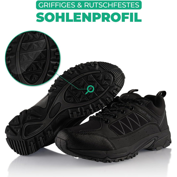 Трекінгові черевики Softshell для жінок та чоловіків. Черевики для хайкінгу та трейлраннінгу, 44 EU, чорний/сірий