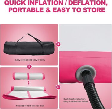 FBSPORT Airtrack Matte - килимок для гімнастики та йоги, 600x100x20 см (рожевий)