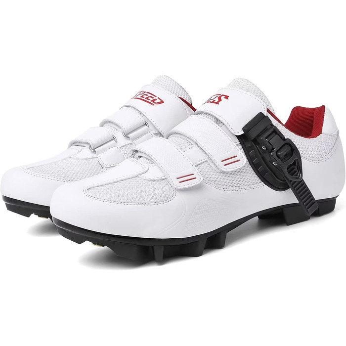 Велосипедні черевики Mountain для чоловіків та жінок, MTB, SPD, для гірського велосипеда з пряжкою, зелені (43 EU, C білий/червоний)