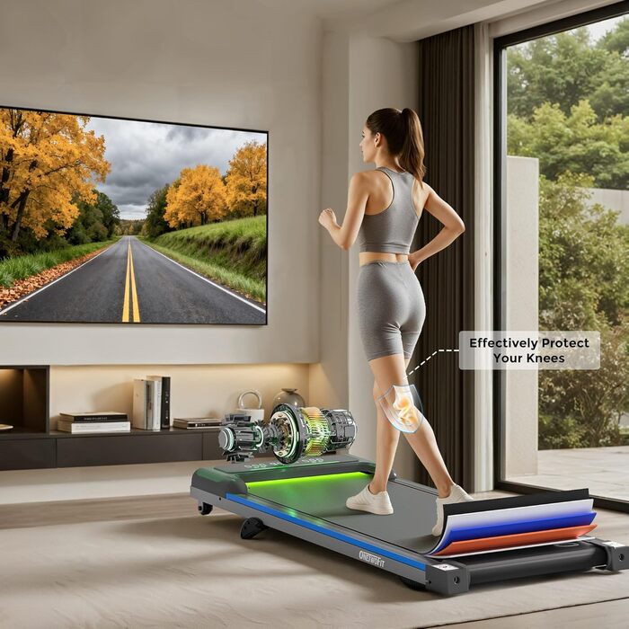 Біговий столик ONETWOFIT з RGB-підсвічуванням, регульований, з пультом керування та додатком, для дому BLACK-RGB