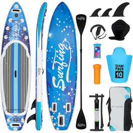 Надувна SUP-дошка ZealWe 320/335 см з веслом, сидінням, рюкзаком і насосом, для серфінгу та веслування стоячи, до 150 кг