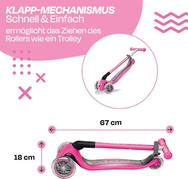 Дитячий триколісний самокат GLOBBER Primo Foldable, 120/80 мм, ABEC 5, складаний, регульована висота
