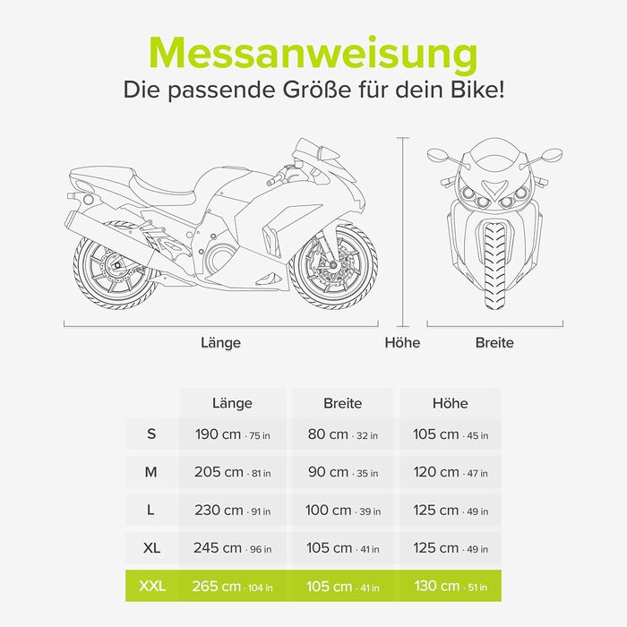 Накриття для мотоцикла VELMIA - термостійке до 300°C, зимове, для Vespa/Moped, гараж для мотоцикла (XXL 265x105x130 см)