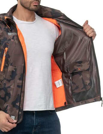 Чоловіча куртка Geographica Norway Softshell, піксельний камуфляж Khaki/Orange, для активного відпочинку та туризму