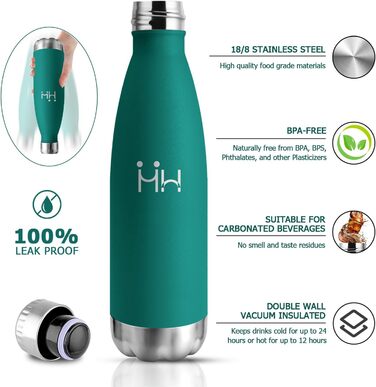 Термос-пляшка 750 мл, ізольована пляшка для води з нержавіючої сталі, без BPA, витокозахисна термопляшка, подвійні стінки, підходить для газованої води, для університету, роботи, подорожей, спорту, активного відпочинку, для хлопчиків та дівчаток, 750 мл, 