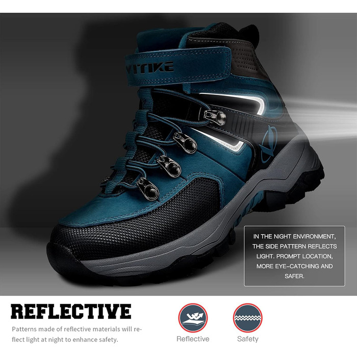 Зимові черевики VITIKE для дітей (хлопчики та дівчатка), тепле хутро, черевики для снігу та трекінгу, розмір 38 EU, колір Павлиній синій