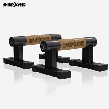Ручки для віджимань Gorilla Sports® (2 шт) дерев'яні/сталеві, до 300 кг, з сумкою - для калістеніки, парних віджимань, стійки на руках