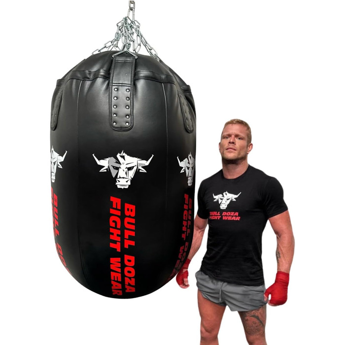 Великий боксерський мішок Bullet Boxsack самонаповнюваний 100 кг, важкий, з нержавіючим ланцюгом, Bull Doza Fight Wear