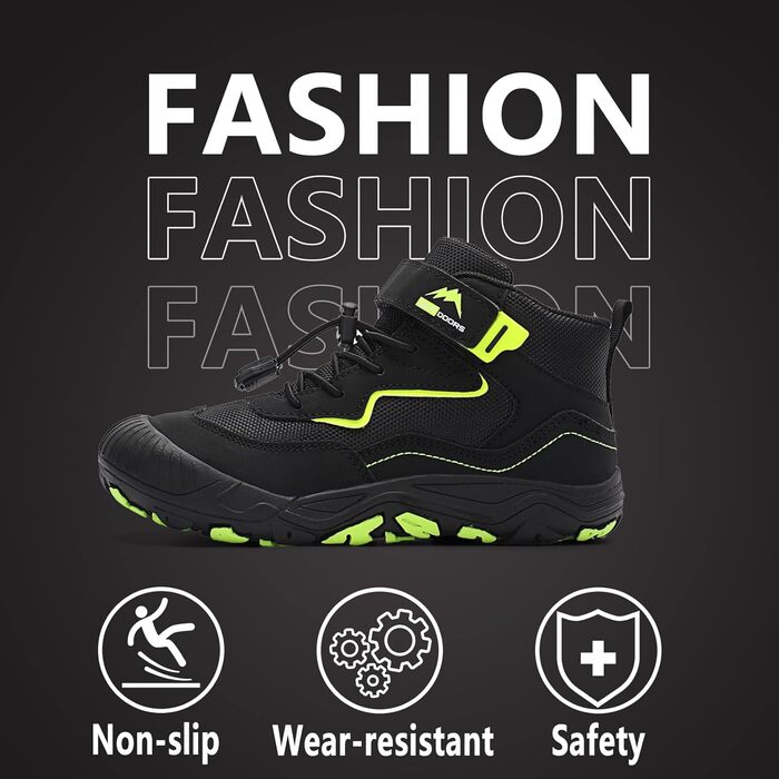 Дитячі трекінгові черевики FLIOZY - чорні, дихаючі, з антиковзкою підошвою, розмір 28 EU