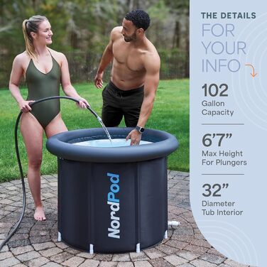 Ванна для криотерапії Lifepro NordPod Recovery Ice Tub - для спортсменів, відновлення та терапія, XL, 380 літрів, для використання в приміщенні та на вулиці