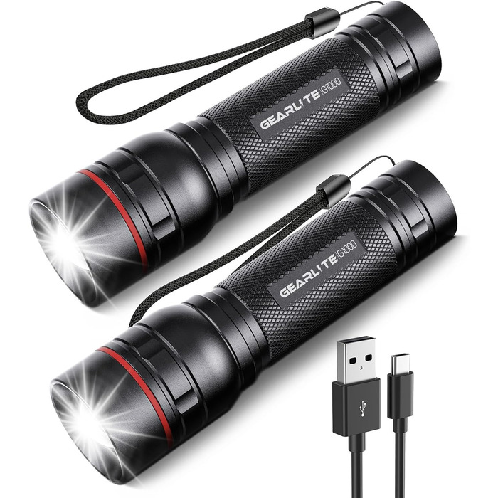 LED ліхтарик GEARLITE Mini 2000 Lumen, 3 режими, Zoom, IP65, для кемпінгу та активного відпочинку