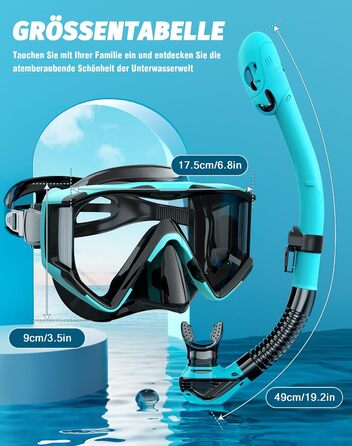 Набір для снорклінгу для дорослих: маска, трубка, регулятор. Зелений+Чорний