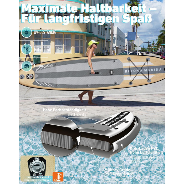 Надувний SUP-борд BEYOND MARINA 2-в-1 з сидінням, аксесуари, 320x81x15 см, білий