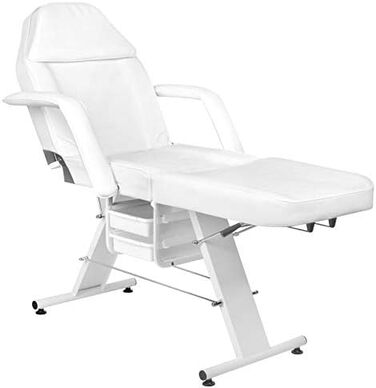 Косметологічне ліжко ACTIVESHOP Basic 202 - Масажне ліжко, стіл для масажу, крісло для масажу. Макс. вантажопідйомність 150 кг, преміум-шкіра PU, з полицею для зберігання. Розміри: 180 x 60 x 75 см (Д x Ш x В). Біле.