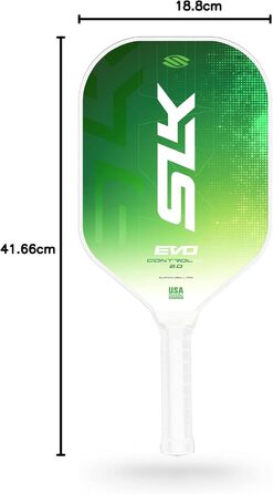 Пле́йбол (піклбол) ракетка SLK Evo Hybrid: гібридне волокно, поверхня C6, Polymer Rev-Core Power, зелений, XL (2024)