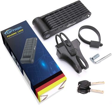 Замок для велосипеда Toptrek Faltschloss 94 см, 8 гнучких секцій, рівень безпеки 7, чорний