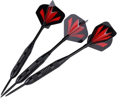 Дарти сталеві Steel Dartpfeile набір 6/12 шт. з металевими наконечниками, алюмінієвими стержнями, 18 пір'ями та гумовими кільцями, 22/23 г