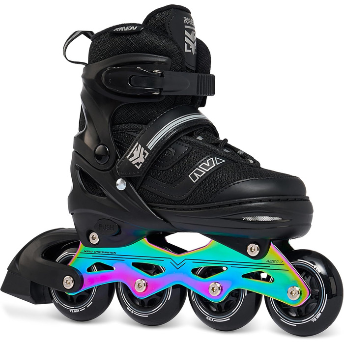 Інлайнери роликові ковзани RAVEN 2в1 для дітей та дорослих, регульовані (34-37), чорний/хром, з лезами