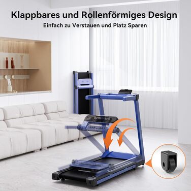 Лякуффі Raceable Walking Pad: біговий килимок для ходьби з керуванням через додаток, AI-тренування та підтримка Wearable Devices (Синьо-Чорний)