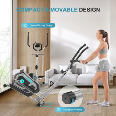 Еліптичний тренажер Crosstrainer 3-в-1 з LCD-монітором та регулюванням навантаження до 287 кг (Срібний)