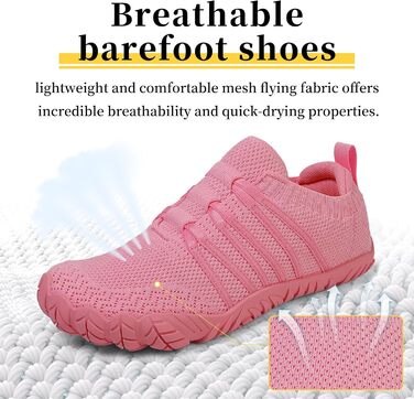 Босі кросівки для жінок та чоловіків: широкі, легкі, дихаючі, з підошвою Zero-Drop, для трейлу, фітнесу, бігу по вулицях. Унісекс, розміри 36-46 EU, колір рожевий