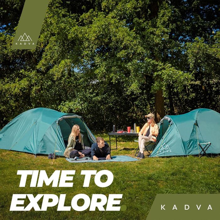 Намет KADVA для кемпінгу Festa 2, 200x120x105 см, на 2 особи, з москітною сіткою, водонепроникний, легкий, міцний, з каркасом з фібергласу, для кемпінгу та піших прогулянок, зелений
