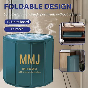 Портативна складана ванна для дорослих STARBRIIANT (80x66 см) — крижана ванна для відновлення, SPA та спортсменів, зелена, розмір L