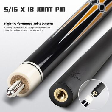 Більярдний кий Big Cat Carbon Gold Series GLD-3, карбоновий шафт Pro Taper 30.5 см, накінечник 12.4 мм, вага 19oz, чорна ірландська лляна обмотка