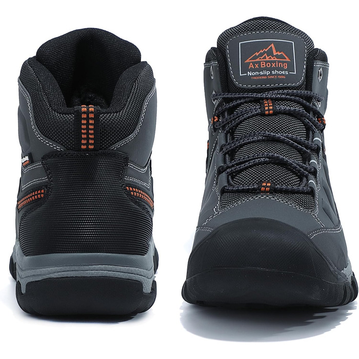Чоловічі зимові черевики AX BOXING: утеплені, теплі, для ходьби на вулиці, трекінгові, розмір 41-46 EU (світло-сірий, 45 EU)