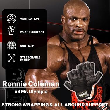 Рукавички для важкої атлетики Schiek Ronnie Coleman Signature Series XL, зносостійкі, для тренажерного залу