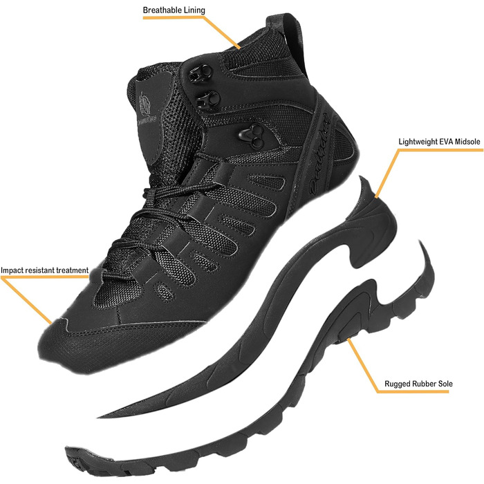 Чоловічі трекінгові черевики, тактичний рюкзак, легкі пустельні черевики, розмір 43 EU, темно-чорний