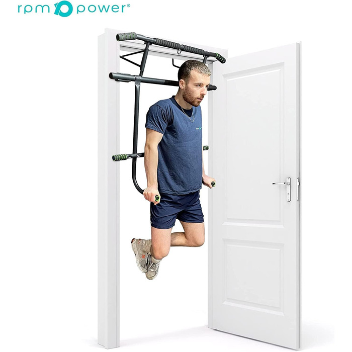 RPM Power Турнік для дверей та підлоги, багатофункціональний турнік-станція з брусами і тренувальними стрічками, для підтягувань, віджимань, домашніх тренувань