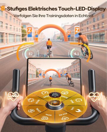 Електричний велотренажер Toputure з LED-дисплеєм та додатком, вимірюванням пульсу, магнітним опором (32 рівні), чорний, до 150 кг
